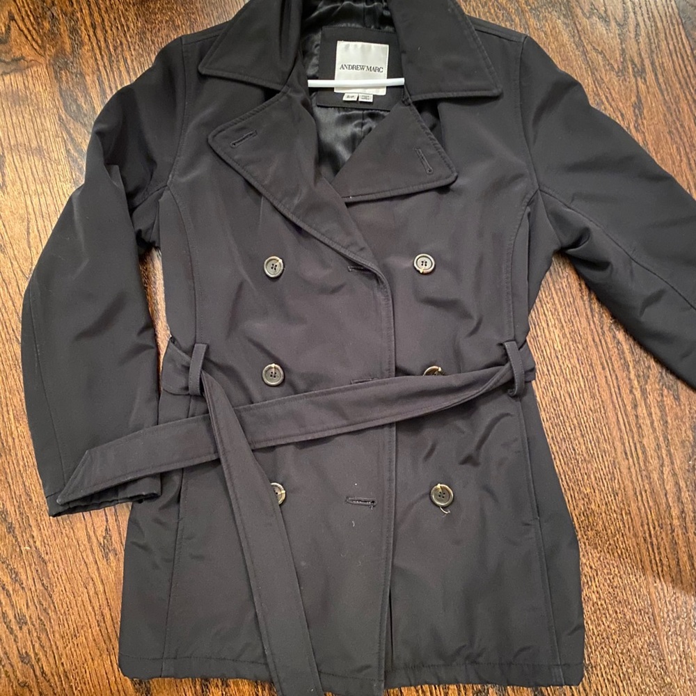 Andrew marc black pleated jacket